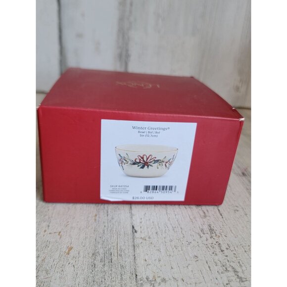 Lenox winter greetings bow mistletoe‎ bowl Xmas home decor kitchen - Picture 7 of 7